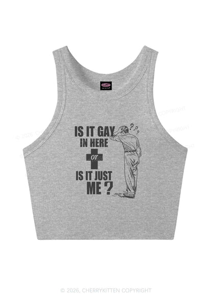 Is It Gay In Here Pride Y2K Crop Tank Top Cherrykitten