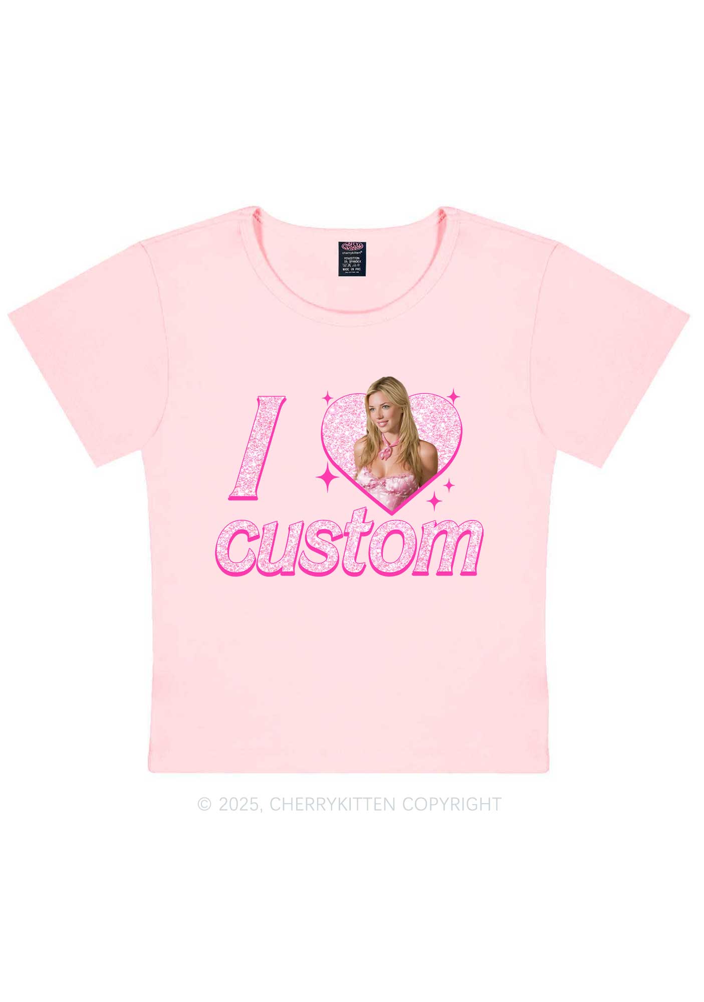 Custom I Love Photo Y2K Baby Tee Cherrykitten