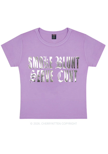 Smoke Blunt Silver Foil Printed Y2K Baby Tee Cherrykitten