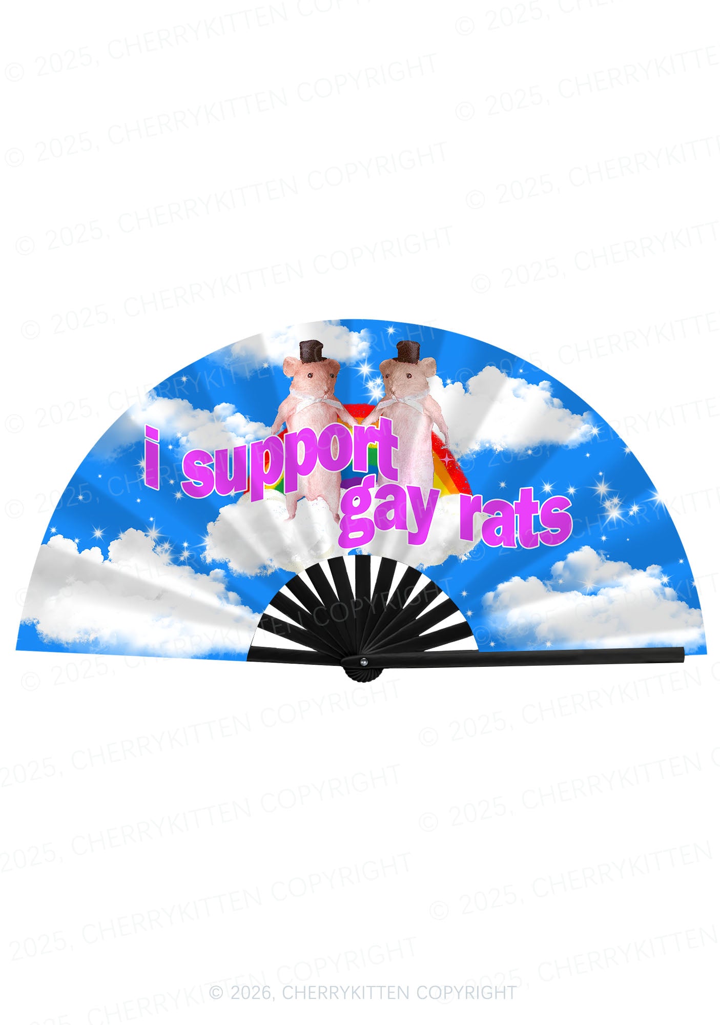 I Support Gay Rats Pride Y2K Rave Hand Fan Cherrykitten