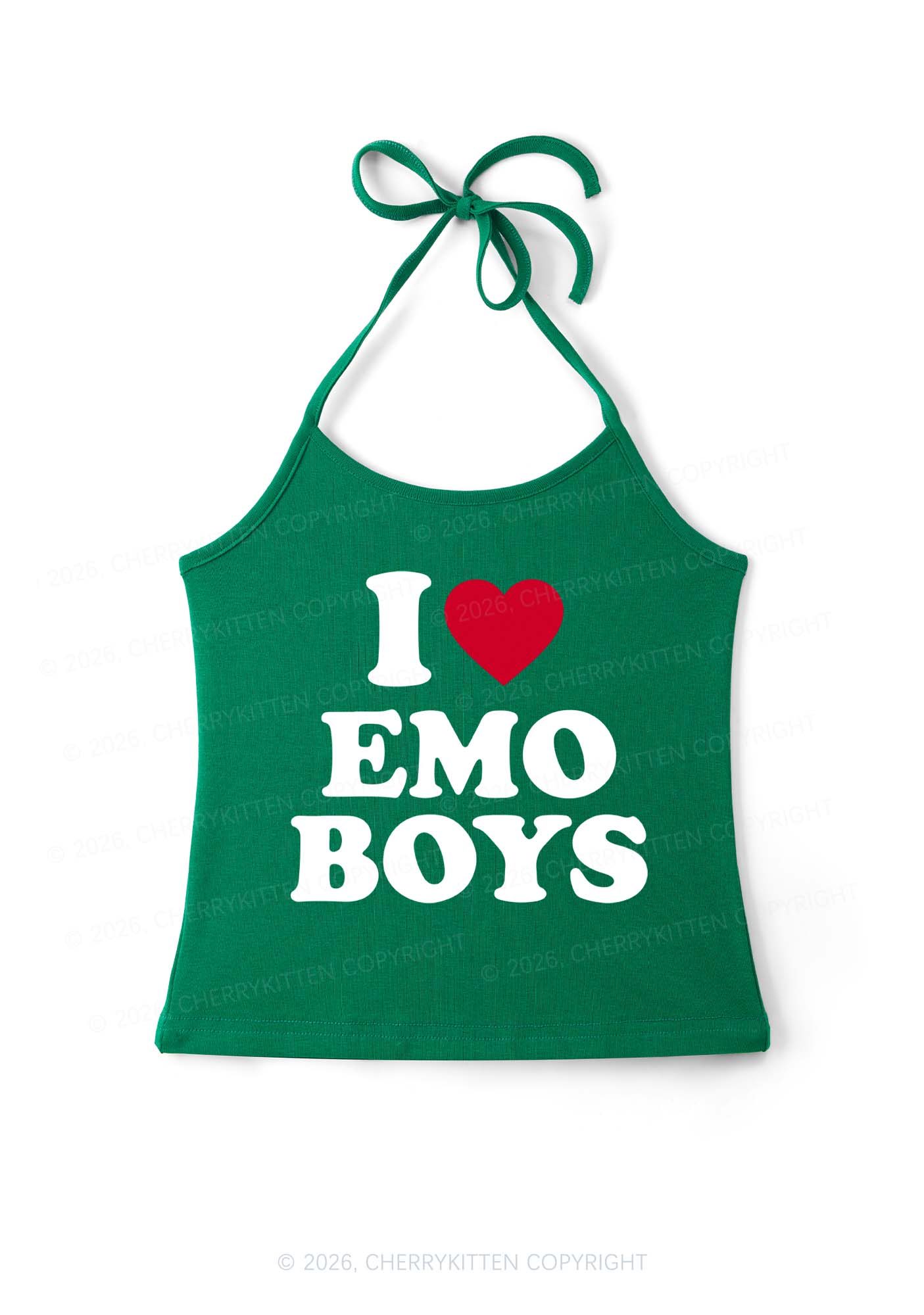 I Love Emo Boys Y2K Halter Neck Cami Cherrykitten