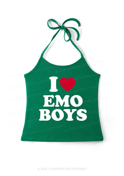 I Love Emo Boys Y2K Halter Neck Cami Cherrykitten