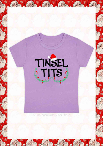 Christmas Hat Tinsel Txts Y2K Baby Tee Cherrykitten