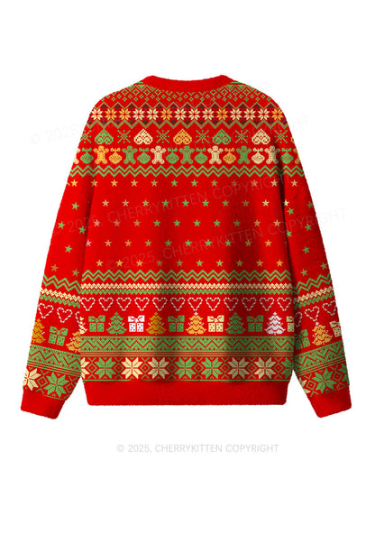 Festive Dachshund Y2K Christmas Knit Sweatshirt Cherrykitten
