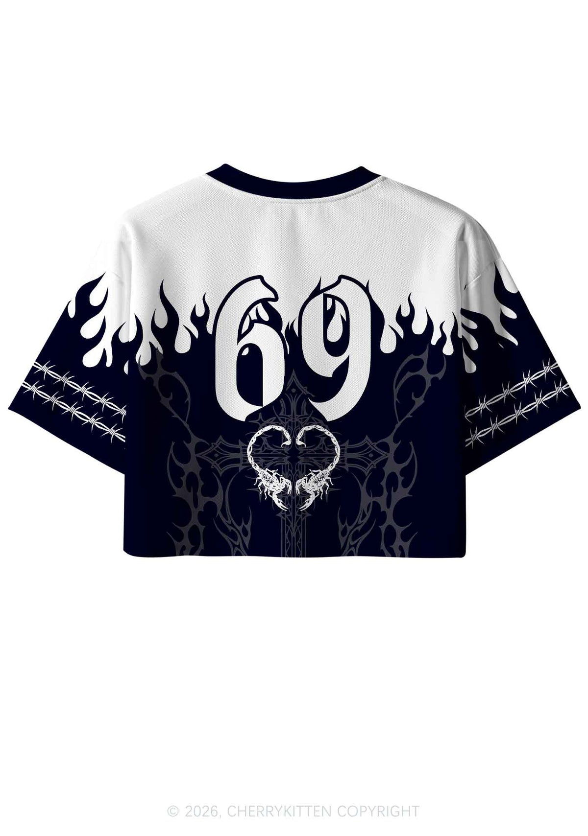 Skull Scorpion Heart Y2K Crop Sport Jersey Shirts Cherrykitten