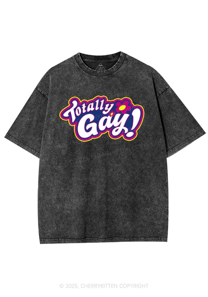 Totally Gay Pride Y2K Shirts Washed Tee Cherrykitten
