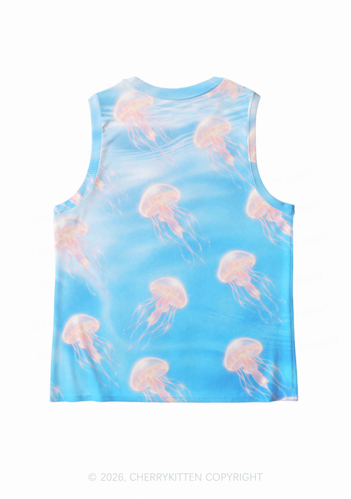 Pink Jellyfish Underwater Y2K Mesh Muscle Tank Cherrykitten