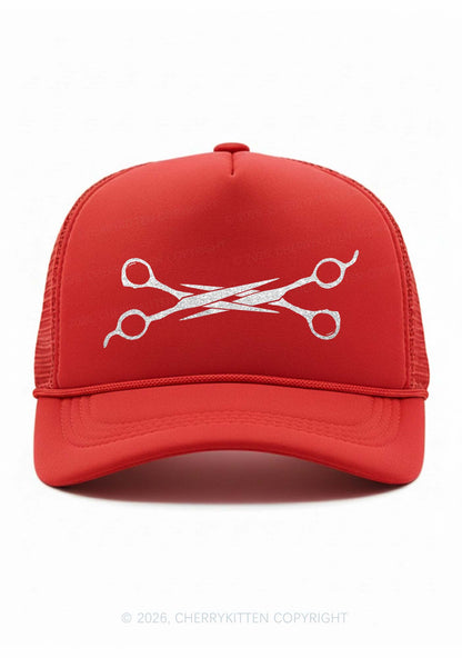 Glitter Pink Scissors Pride Y2K Trucker Hat Cherrykitten