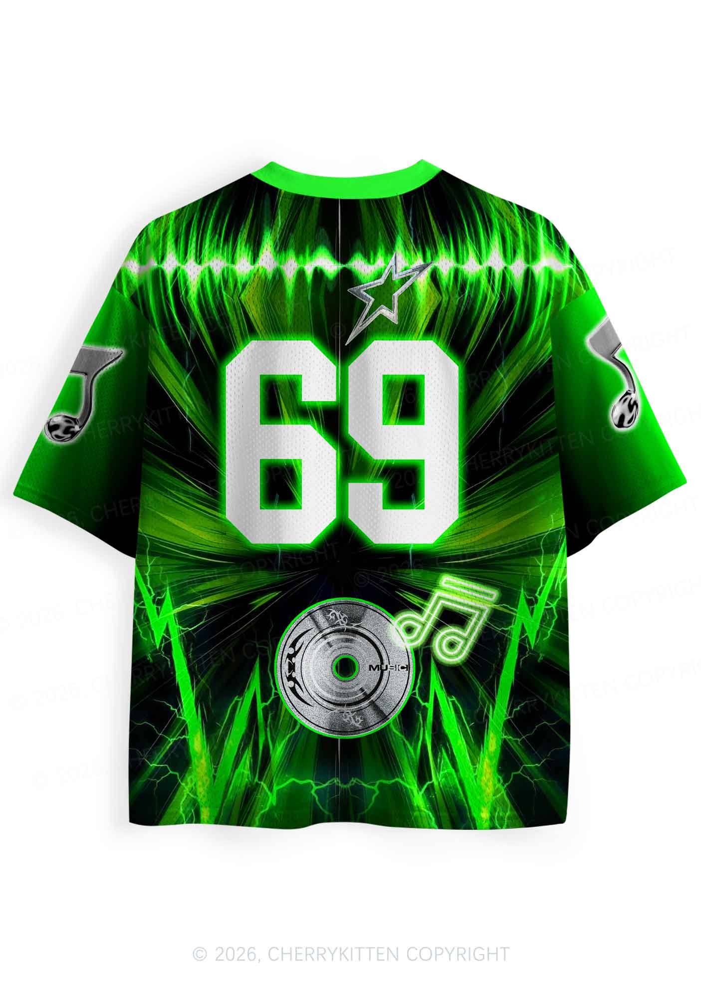 Green DnB Lightning Rock Y2K Sport Jersey Shirts Cherrykitten