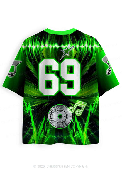 Green DnB Lightning Rock Y2K Sport Jersey Shirts Cherrykitten