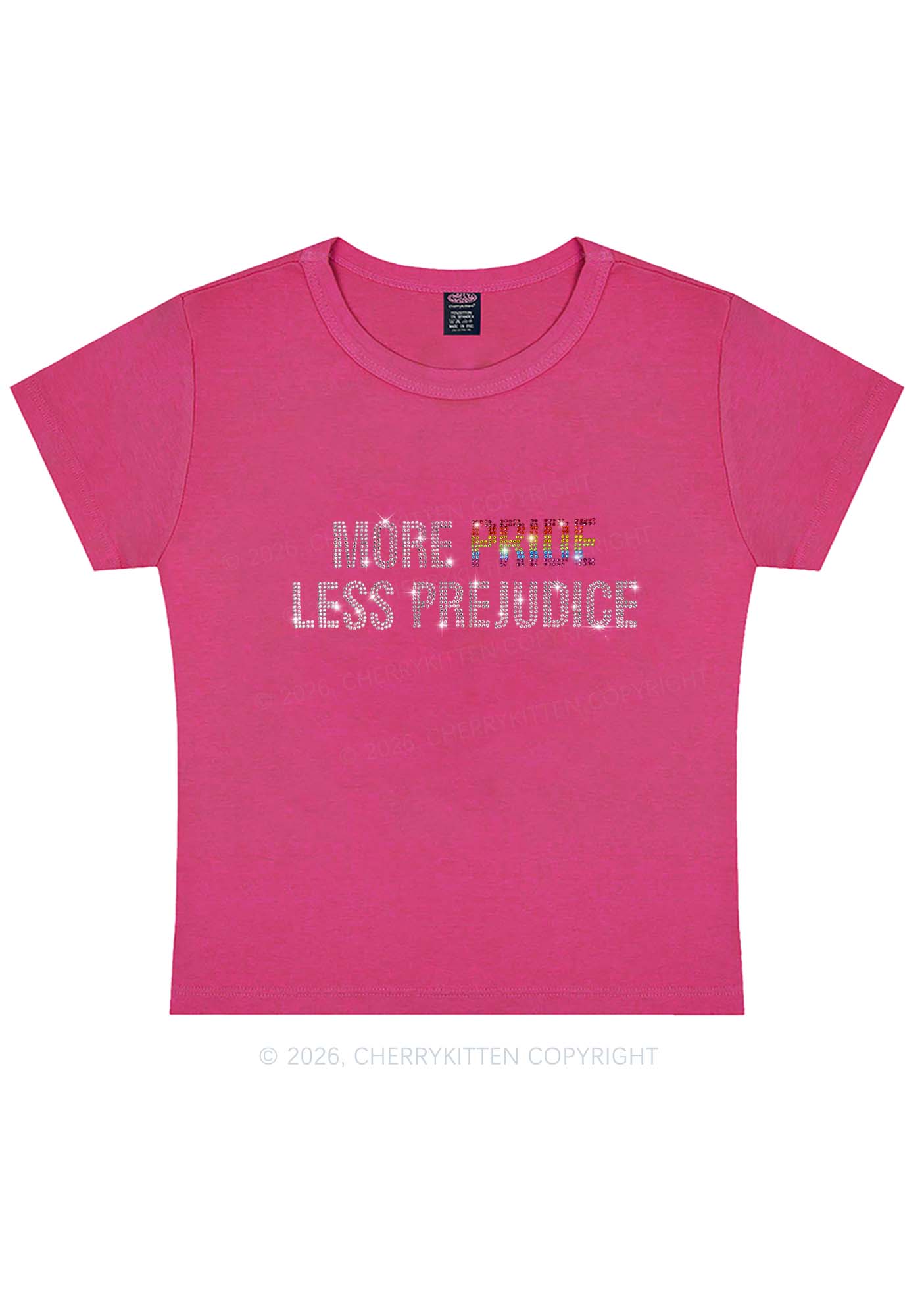 Rhinestone More Pride Less Prejudice Pride Y2K Baby Tee Cherrykitten