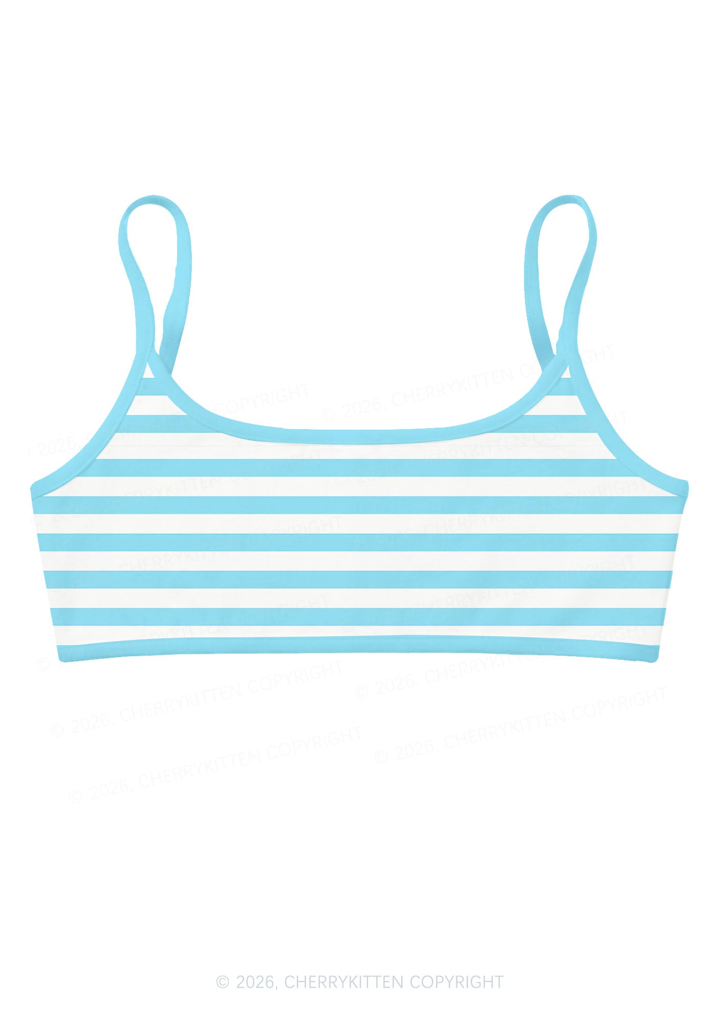 Blue And White Stripes Y2K Print Super Crop Cami Cherrykitten
