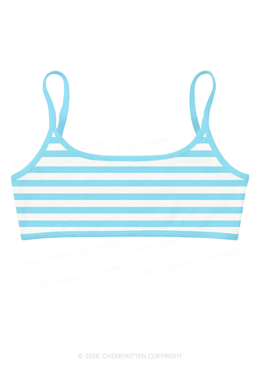 Blue And White Stripes Y2K Print Super Crop Cami Cherrykitten