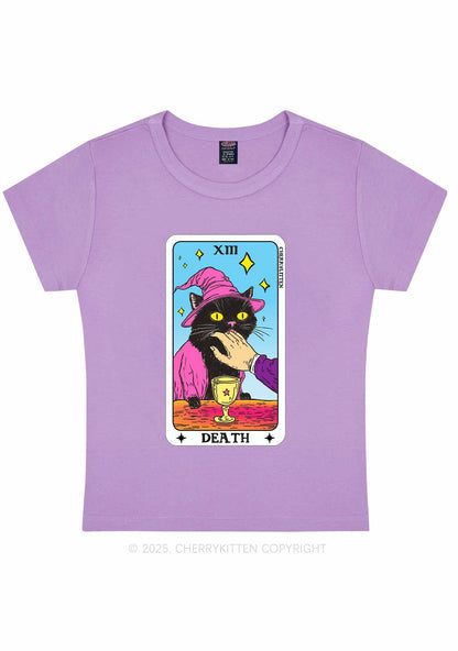 Halloween Death Black Cat Y2K Baby Tee Cherrykitten
