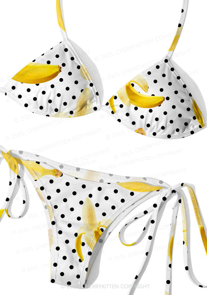Banana Dots Y2K Print Bikini Set Cherrykitten