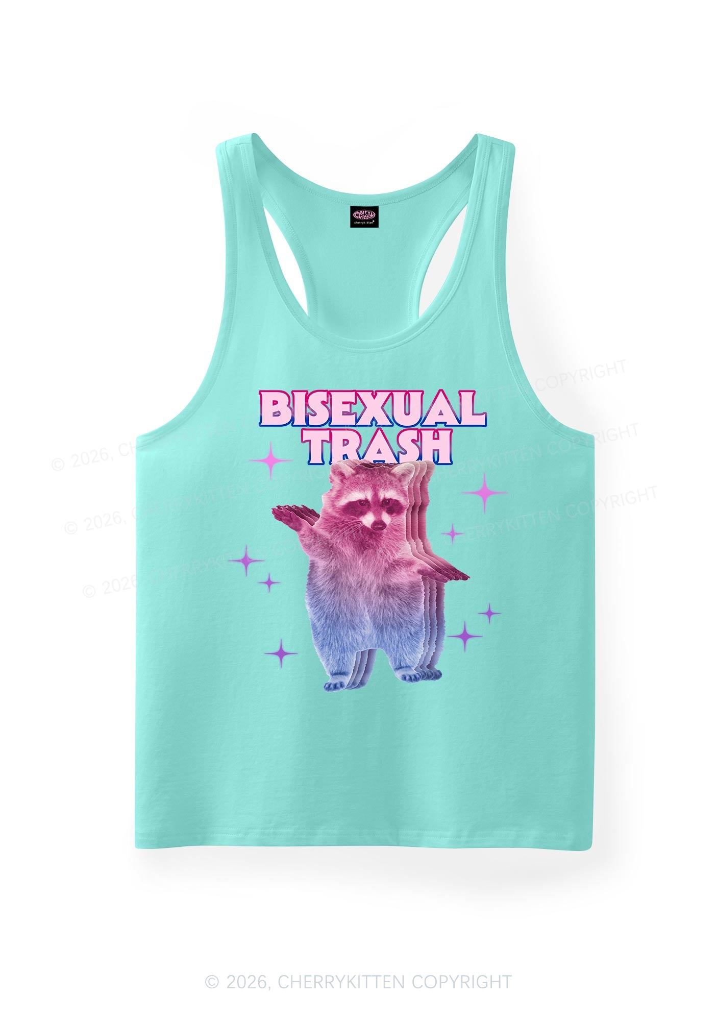 Bisexual Trash Raccoon Pride Y2K Men Racerback Tank Top Cherrykitten