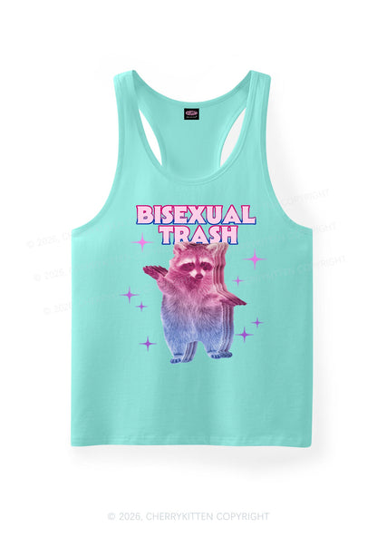 Bisexual Trash Raccoon Pride Y2K Men Racerback Tank Top Cherrykitten