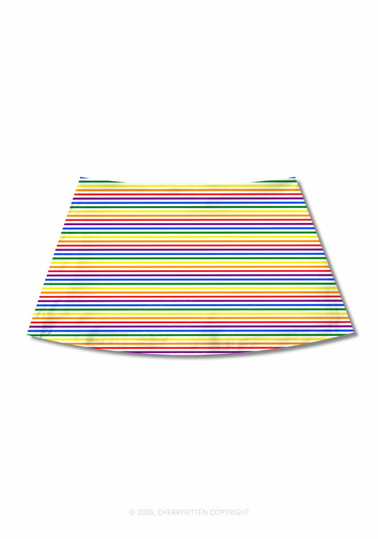 Rainbow Stripes Pride Y2K Print Mini Skirt Cherrykitten