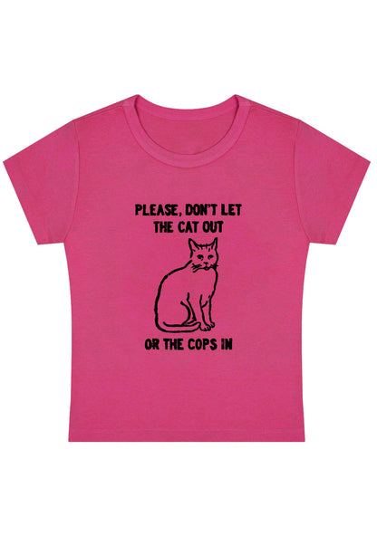 Curvy Don't Let The Cat Out Baby Tee