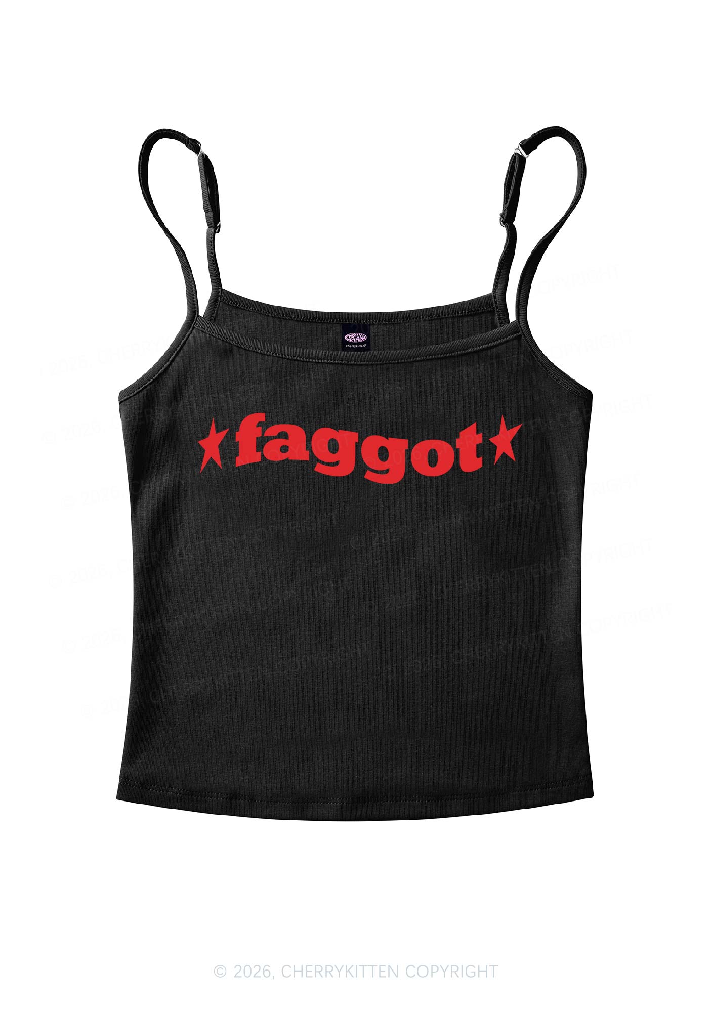 Red Faggot Pride Y2K Spaghetti Strap Cami Cherrykitten