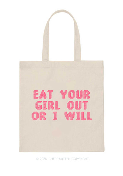 Eat Your Girl Out Pride Y2K Canvas Tote Bag Cherrykitten