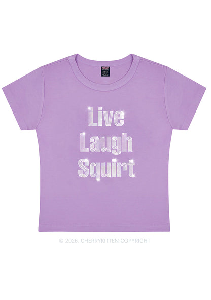 Rhinestone Live Laugh Squirt Y2K Baby Tee Cherrykitten