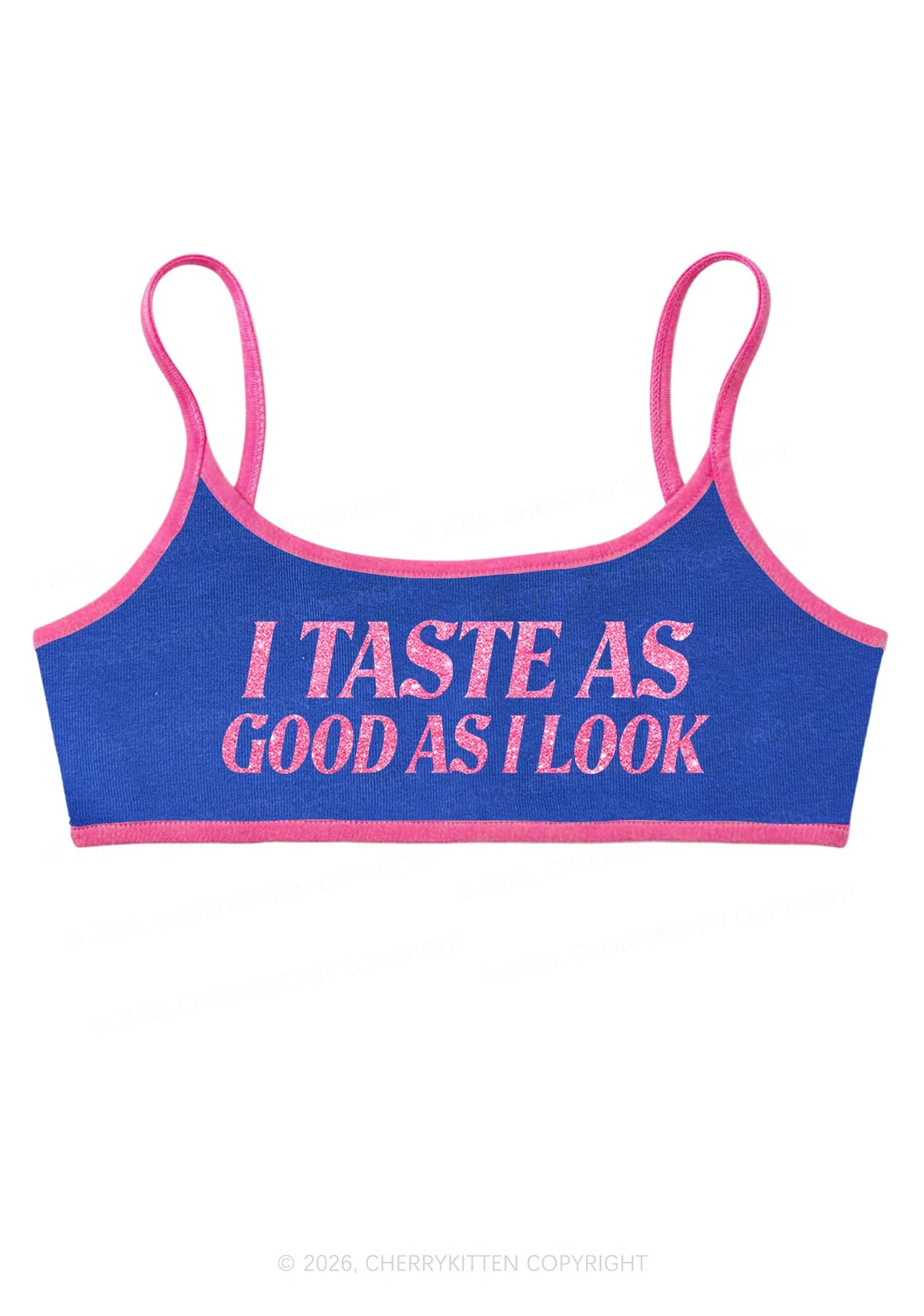 Glitter I Taste Good Y2K Super Crop Cami Cherrykitten
