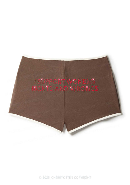 Rhinestone I Support Women Y2K Booty Shorts Cherrykitten