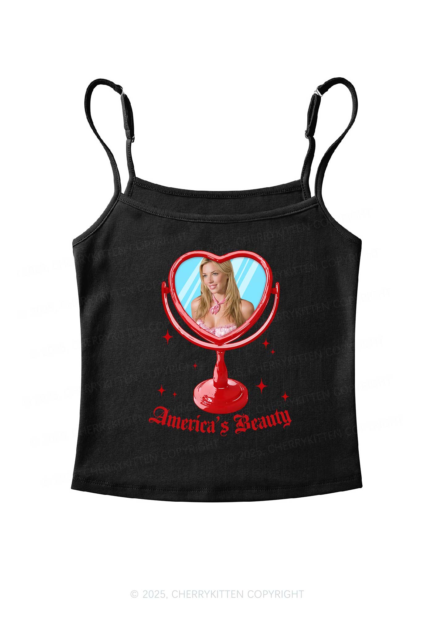 Custom Mirror Beauty Y2K Spaghetti Strap Cami Cherrykitten