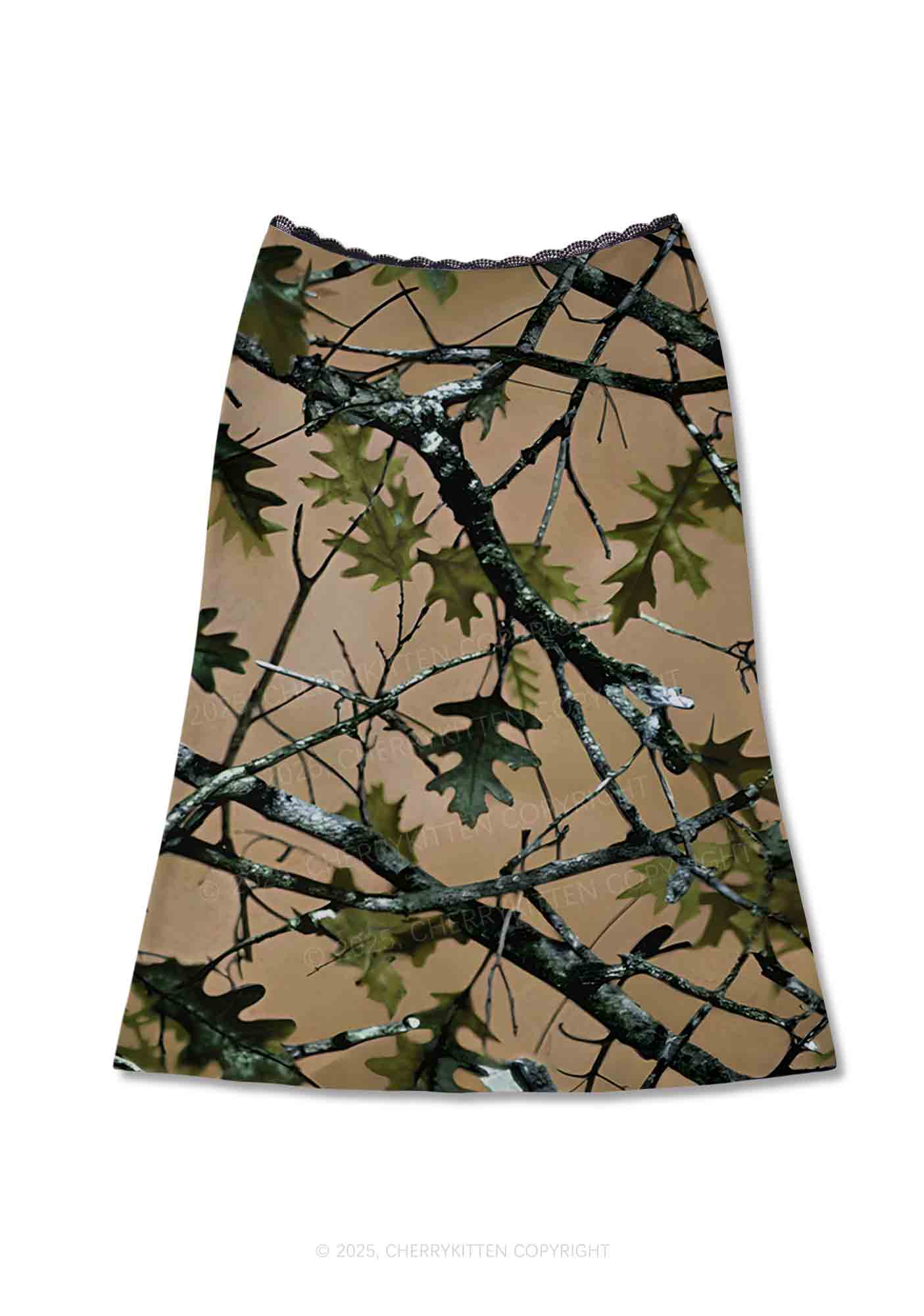 Branches Camouflage Y2K Print Midi Skirt Cherrykitten