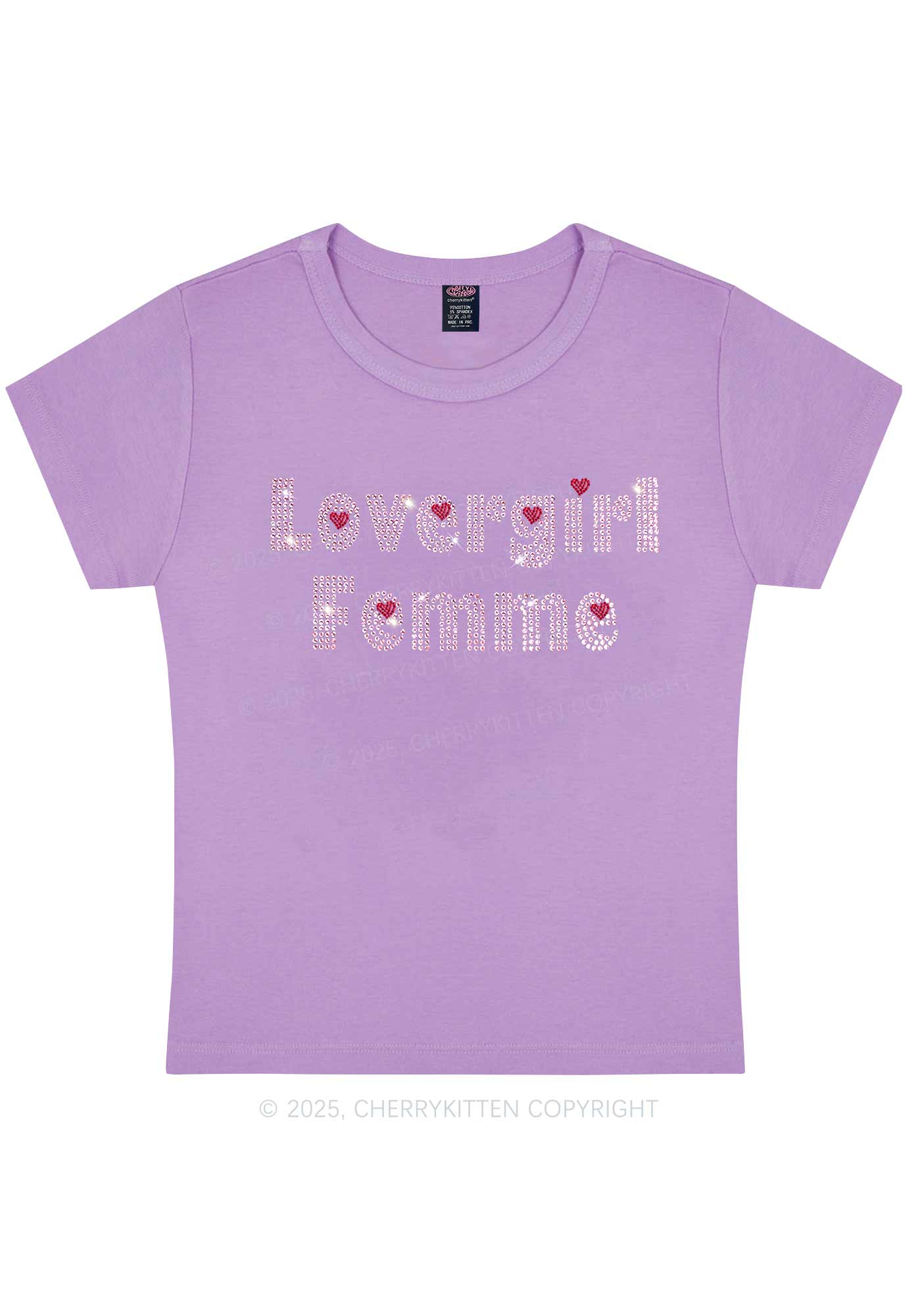 Rhinestone Lovergirl Femme Y2K Baby Tee Cherrykitten