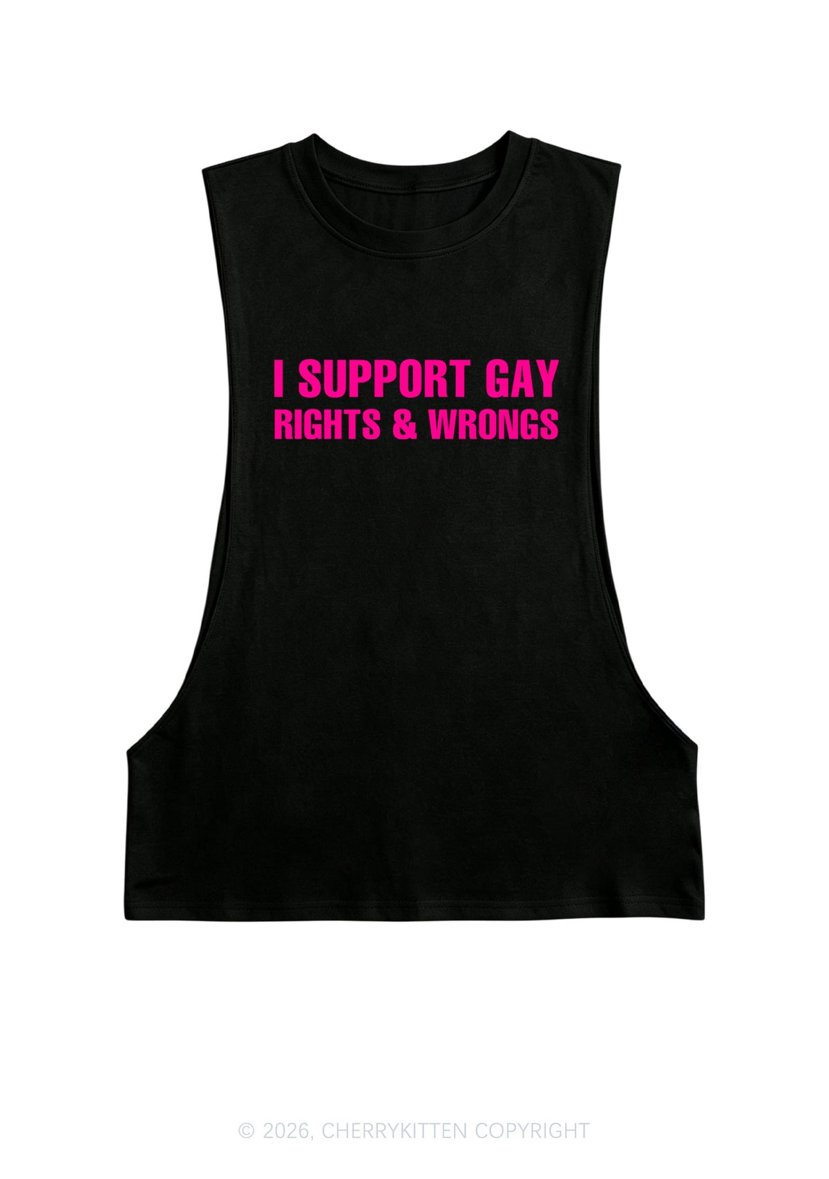 I Support Gay Rights Pride Y2K Men Muscle Side Cutoff Tank Top Cherrykitten
