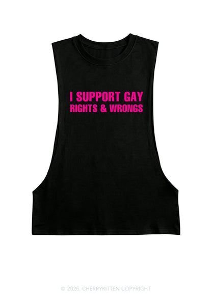 I Support Gay Rights Pride Y2K Men Muscle Side Cutoff Tank Top Cherrykitten