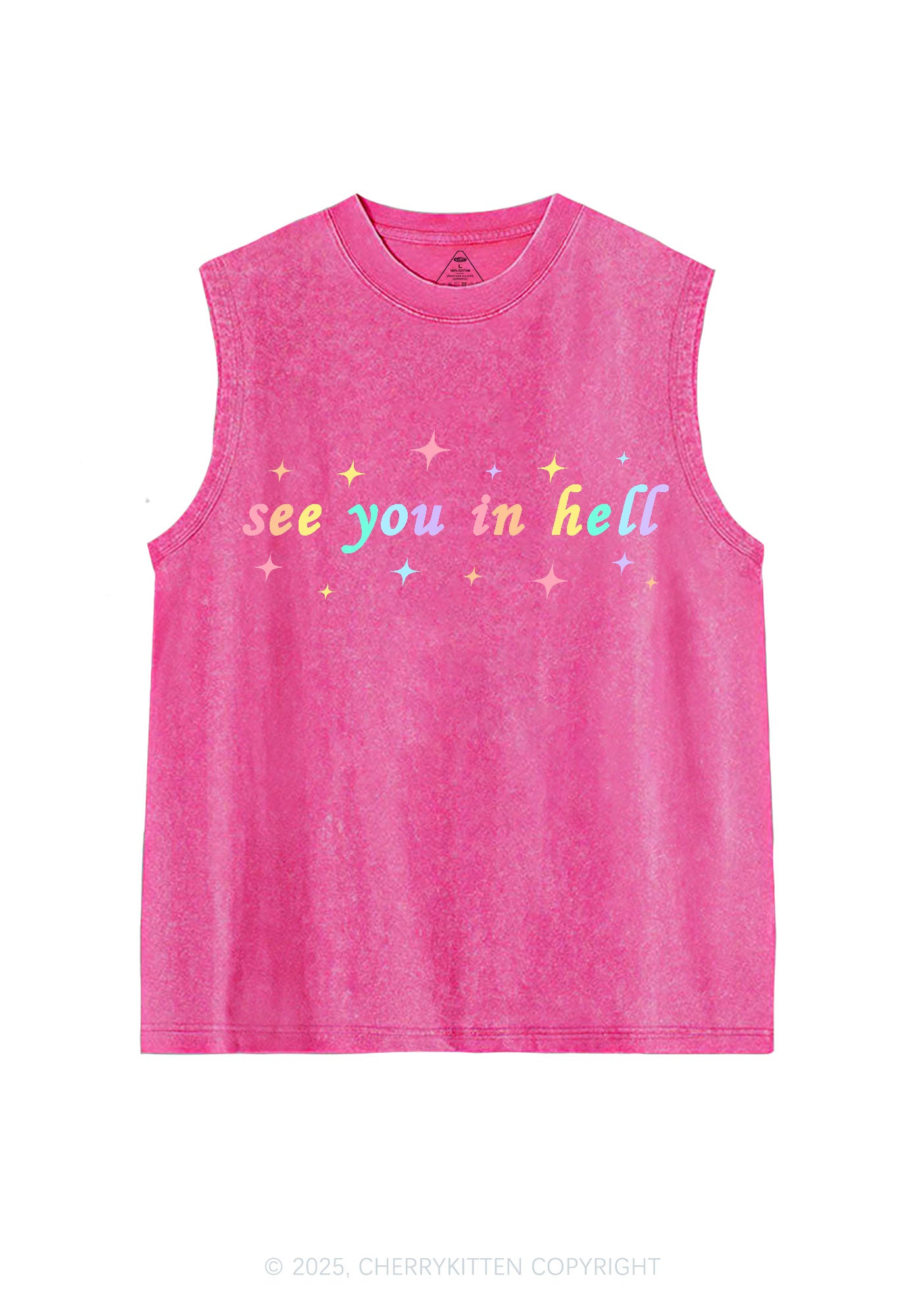 See You In Hell Pride Y2K Washed Muscle Tank Cherrykitten