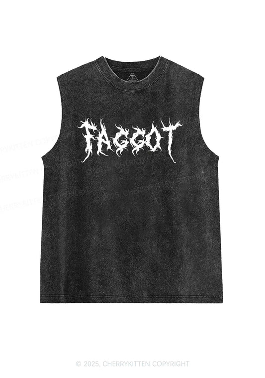 Punk Faggot Pride Y2K Washed Muscle Tank Cherrykitten