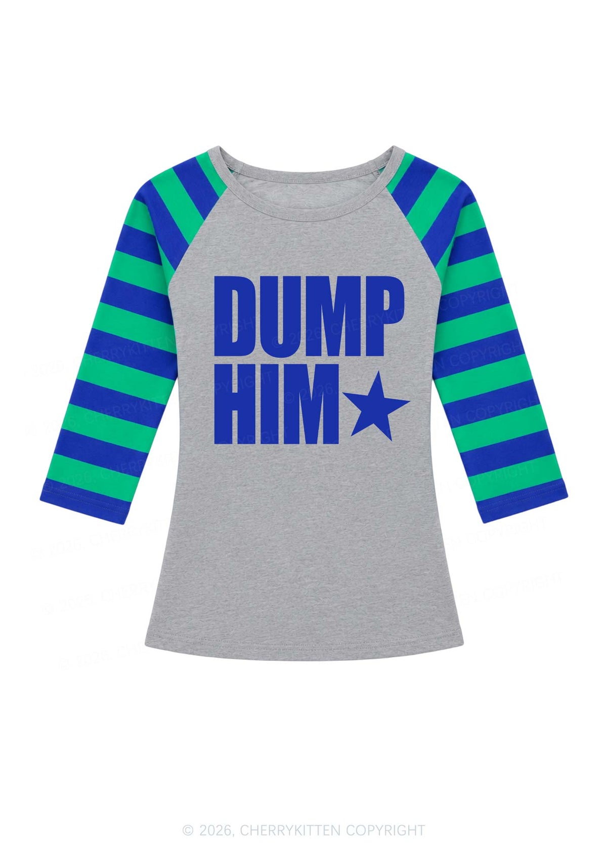 Dump Him Y2K Raglan Sleeve Crop Top Cherrykitten