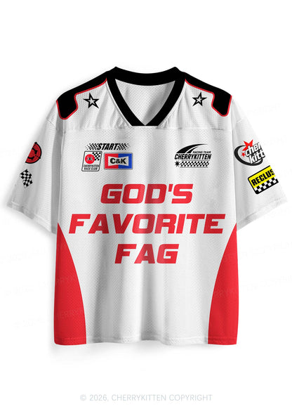 Red Gods Favorite Fag Pride Y2K Sport Jersey Shirts Cherrykitten