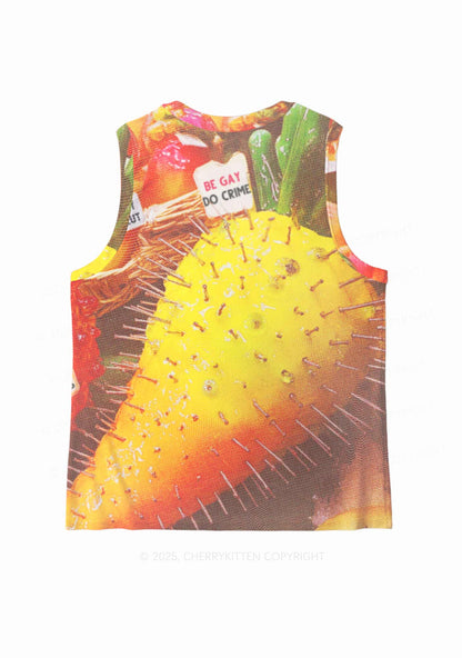 Various Fruits Pride Y2K Mesh Muscle Tank Cherrykitten