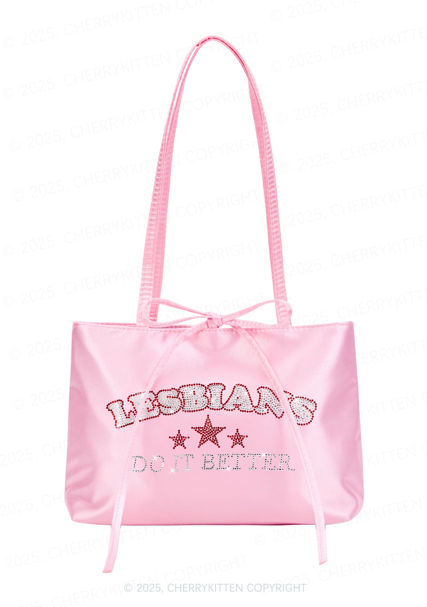 Rhinestone Lesbians Do It Better Pride Y2K Satin Bags Cherrykitten
