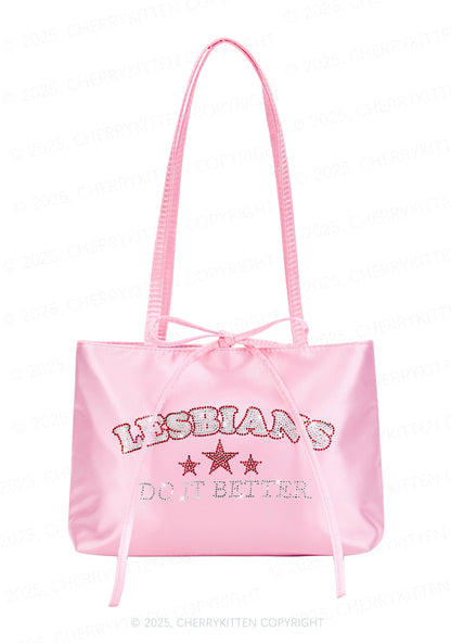 Rhinestone Lesbians Do It Better Pride Y2K Satin Bags Cherrykitten