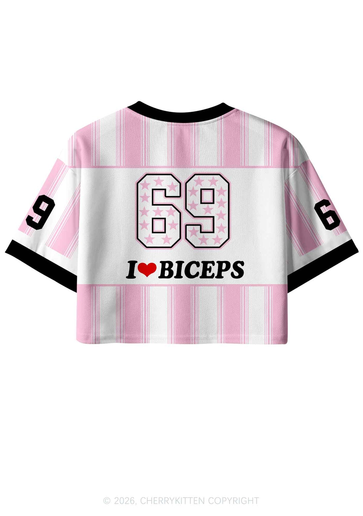 I Love Biceps Y2K Crop Sport Jersey Shirts Cherrykitten