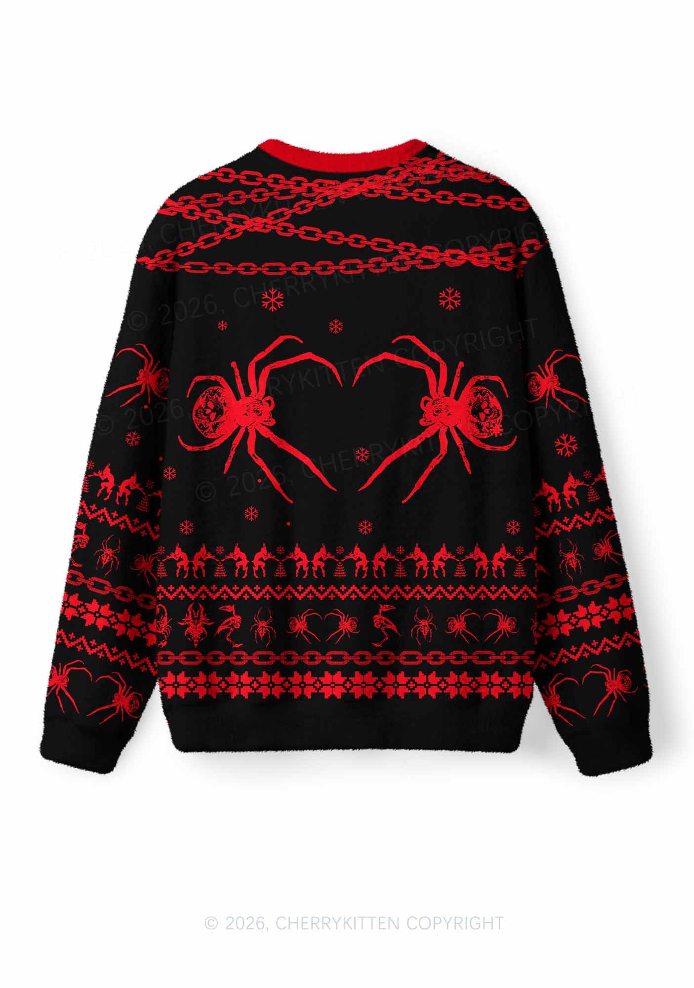 Halloween Skull Spider Y2K Knit Sweatshirt Cherrykitten