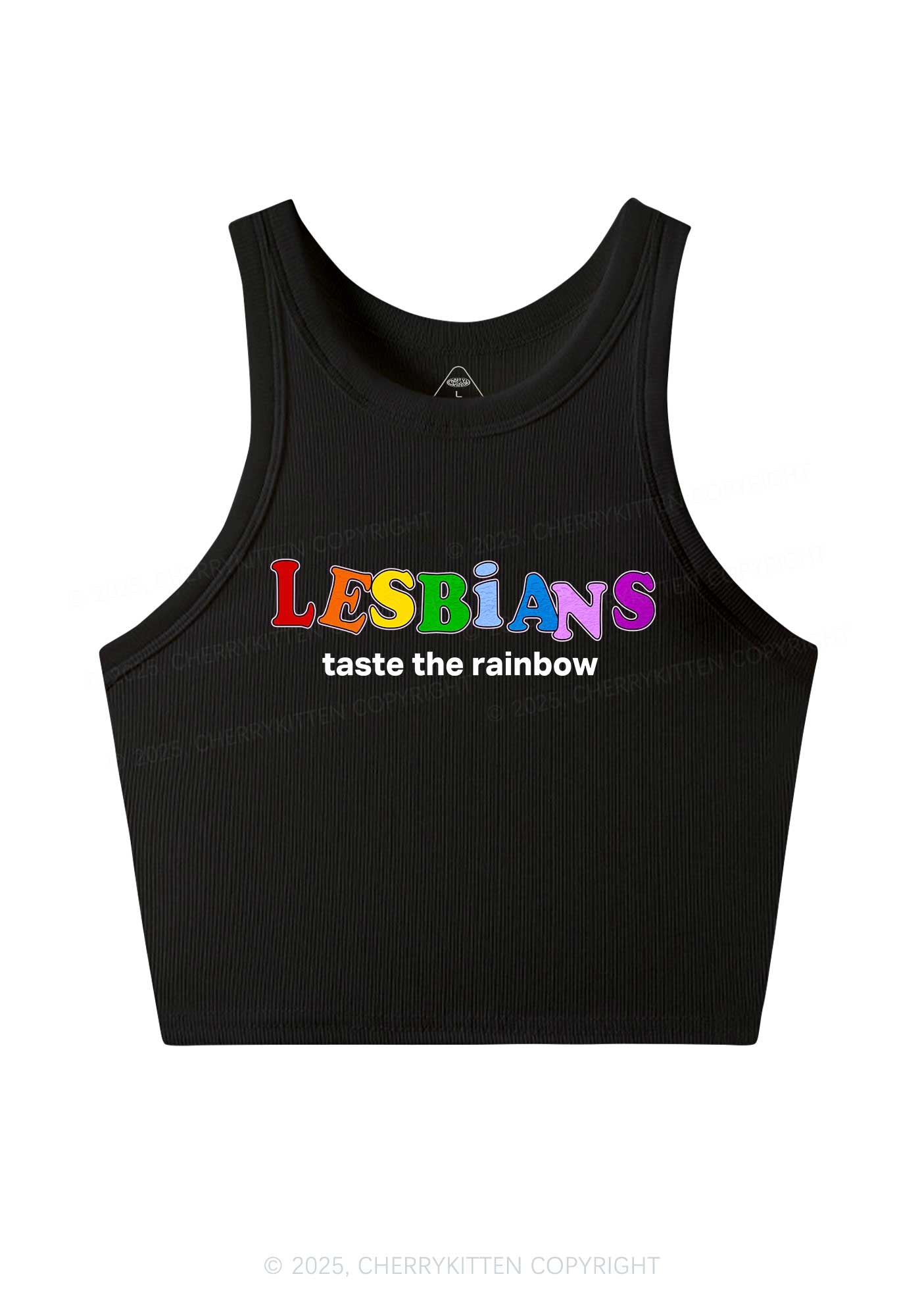 Lesbians Taste The Rainbow Y2K Crop Tank Top Cherrykitten