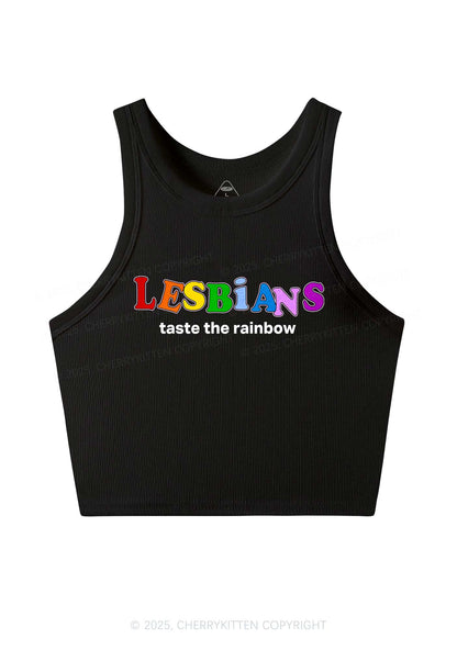 Lesbians Taste The Rainbow Y2K Crop Tank Top Cherrykitten