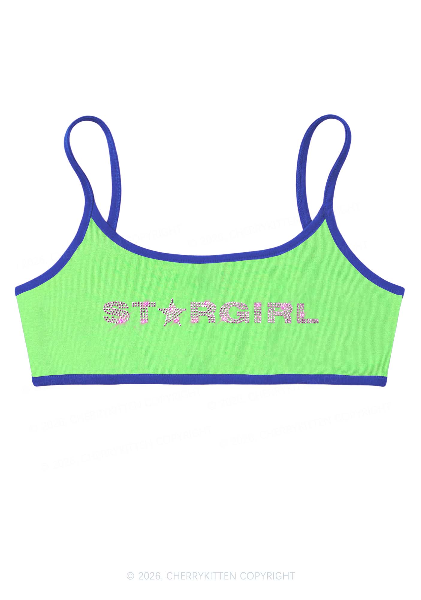 Rhinestone Stargirl Y2K Super Crop Cami Cherrykitten