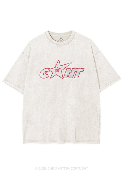 Rhinestone Star Cxxt Y2K Shirts Washed Tee Cherrykitten