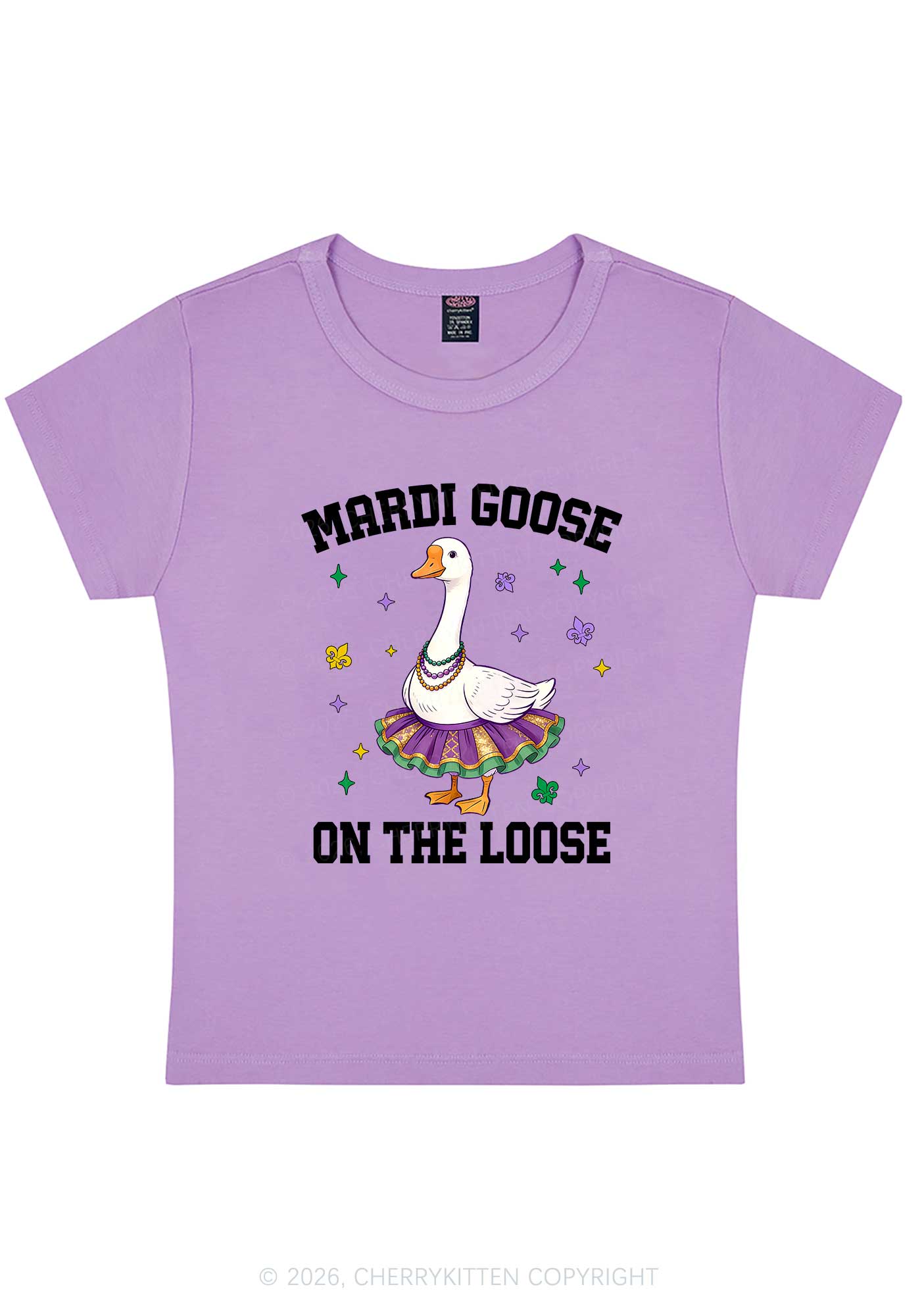 Mardi Gras Goose Y2K Baby Tee Cherrykitten