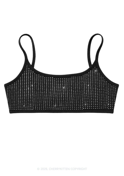 Full Rhinestone Y2K Super Crop Cami Cherrykitten