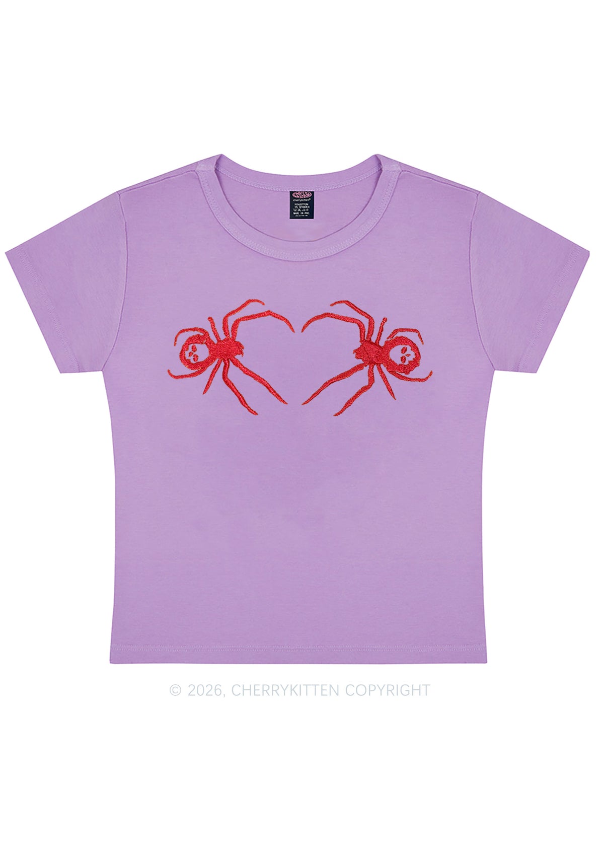 Embroidered Skull Spider Y2K Baby Tee Cherrykitten