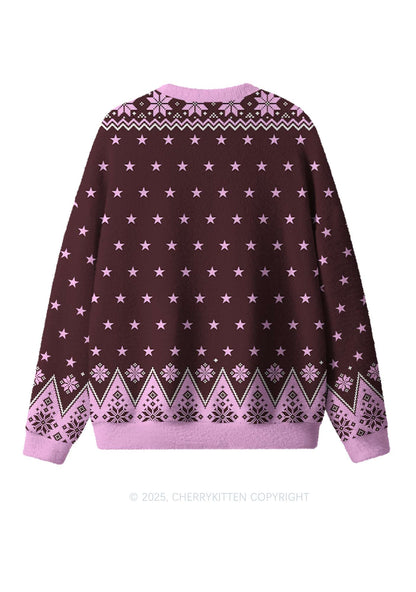 Brown Smoking Rats Y2K Christmas Knit Sweatshirt Cherrykitten